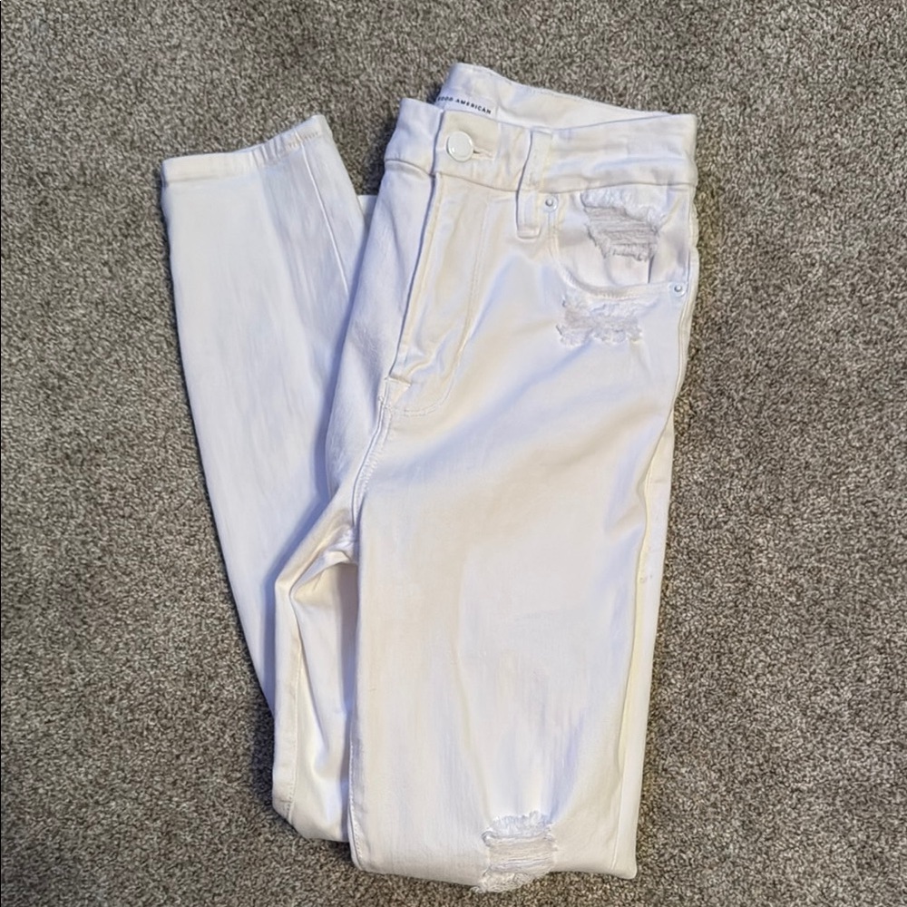 Good American White Distressed Jeans
